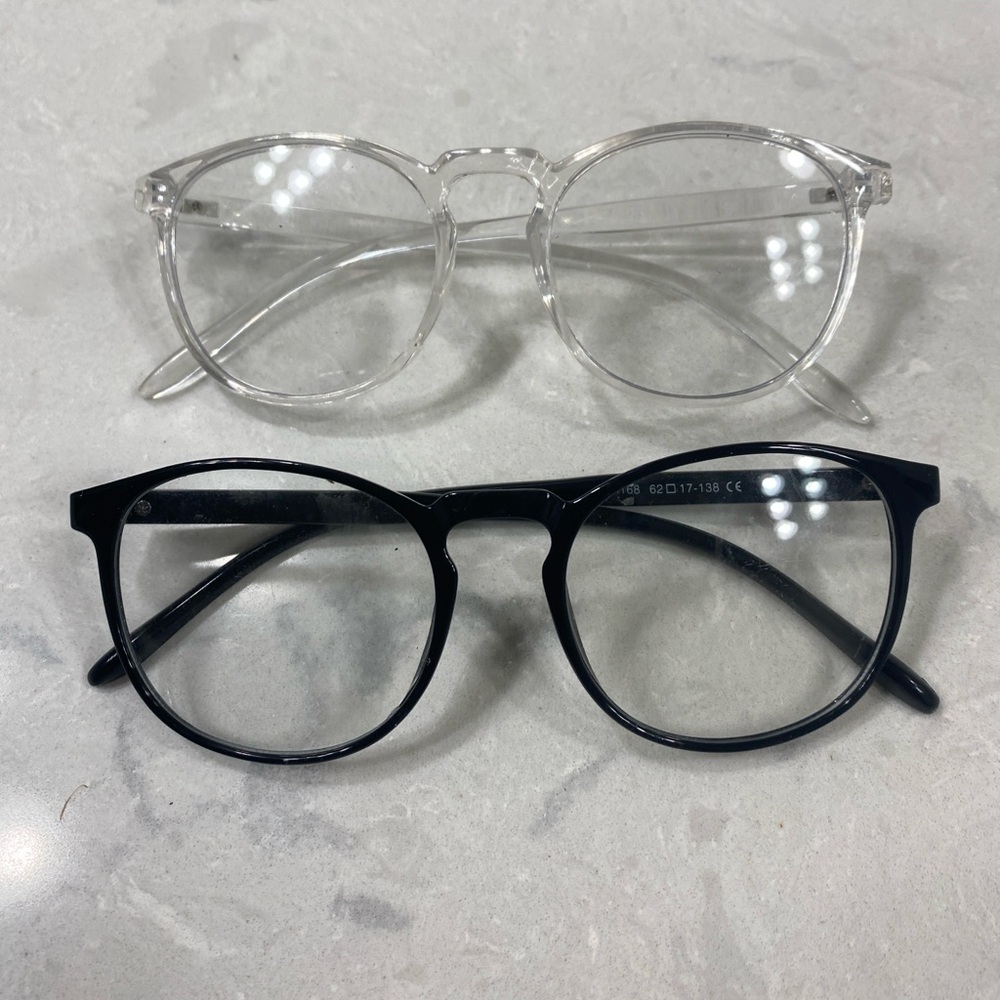 Set of TWO Blue Light Glasses, Black & White Women Tween Teen